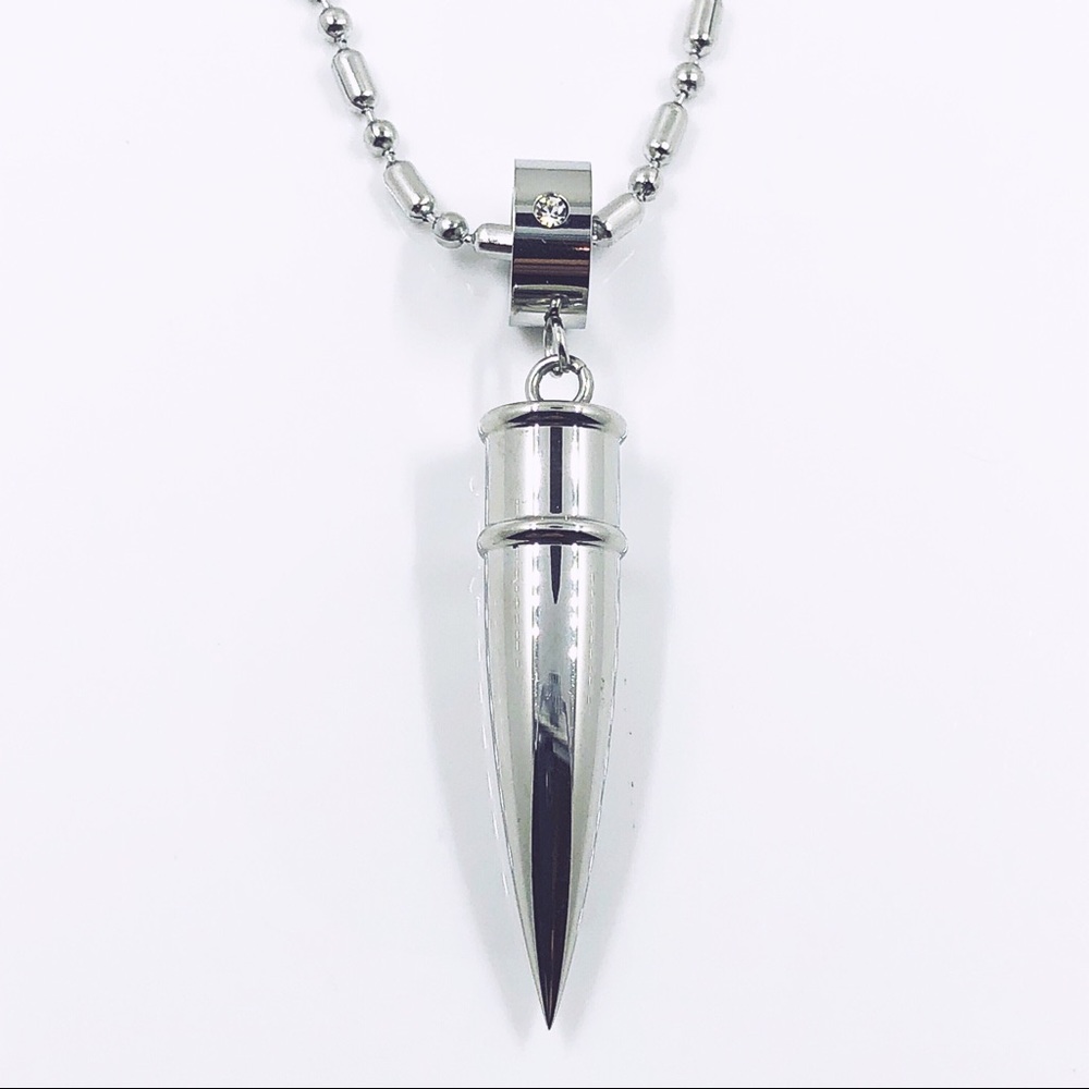 STAINLESS STEEL BULLET PENDANT NECKLACE